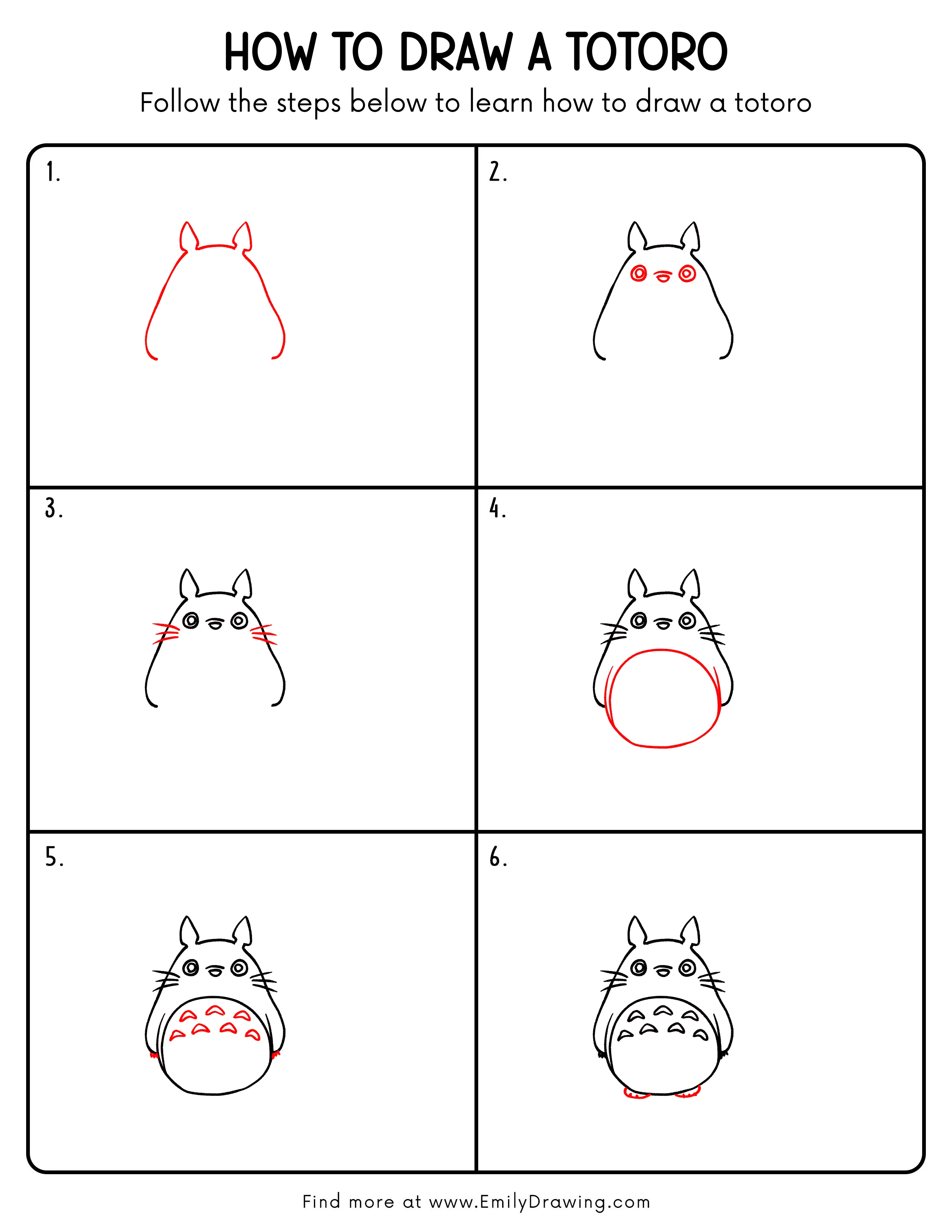 Printable Totoro Drawing Guide