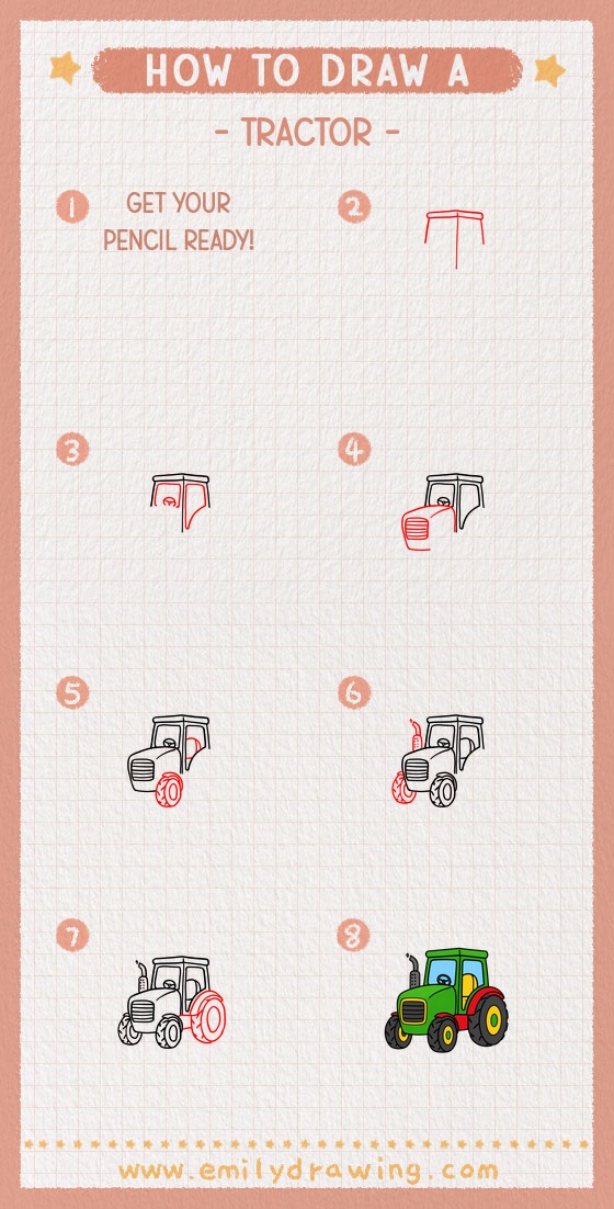 how to draw a tractor pinterest pin