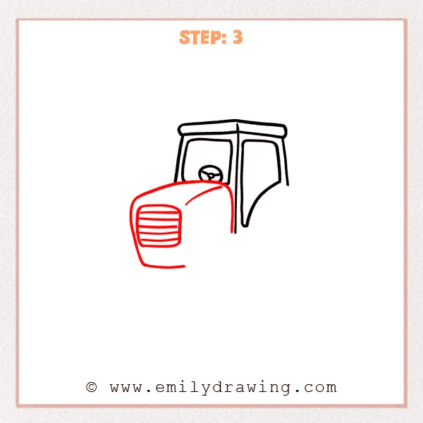 how to draw a tractor - Step 3