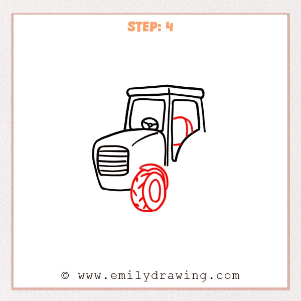 how to draw a tractor - Step 4
