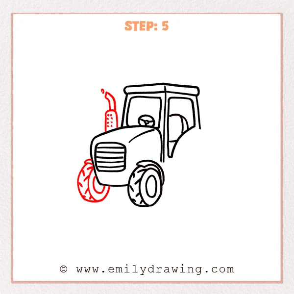 how to draw a tractor - Step 5