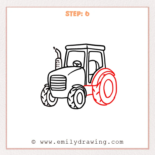 how to draw a tractor - Step 6