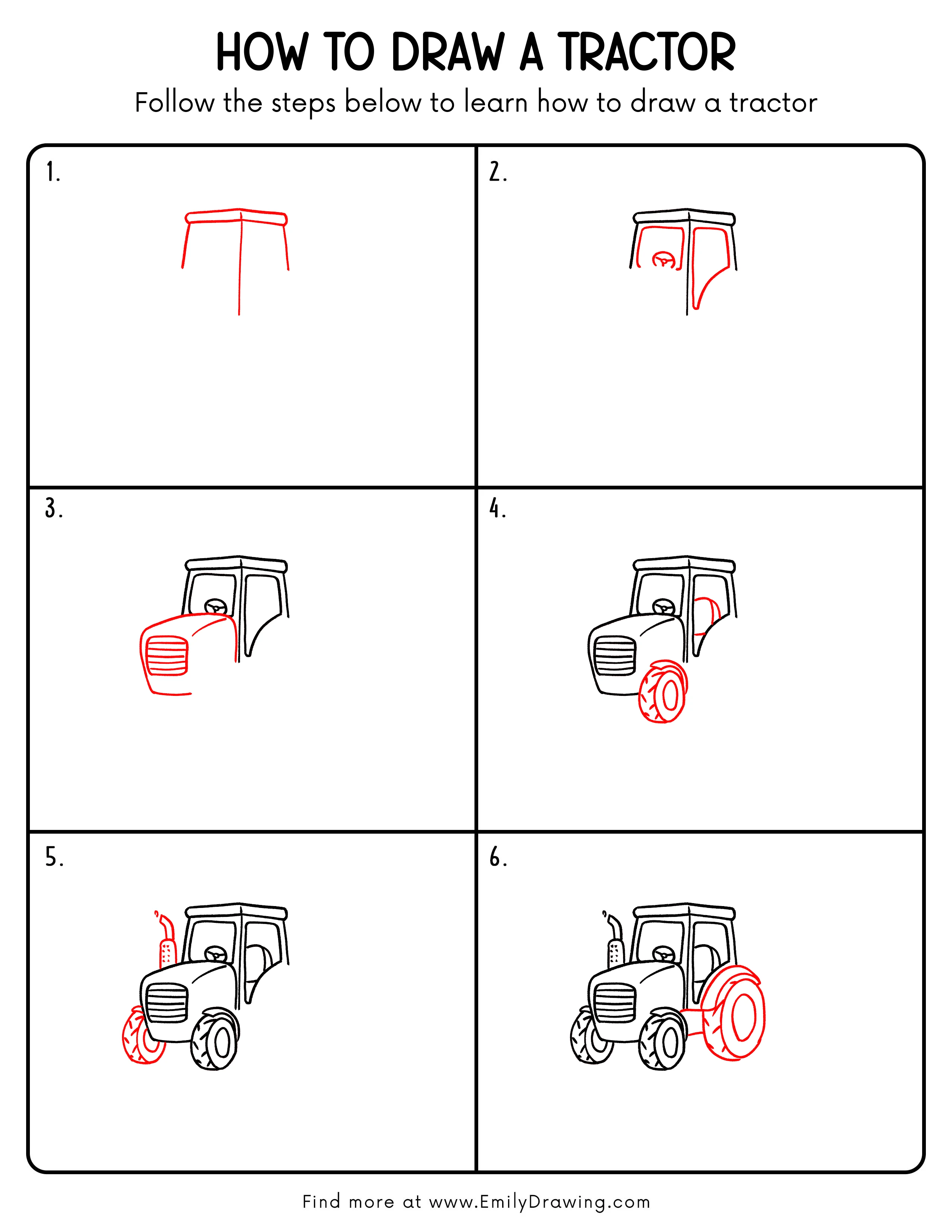 Printable Tractor Drawing Guide