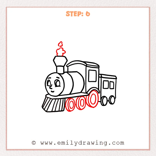 how to draw a train - Step 6