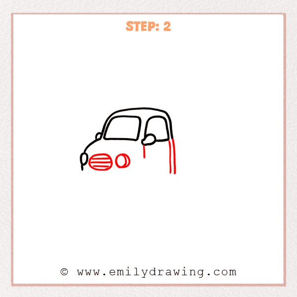 how to draw a truck - Step 2