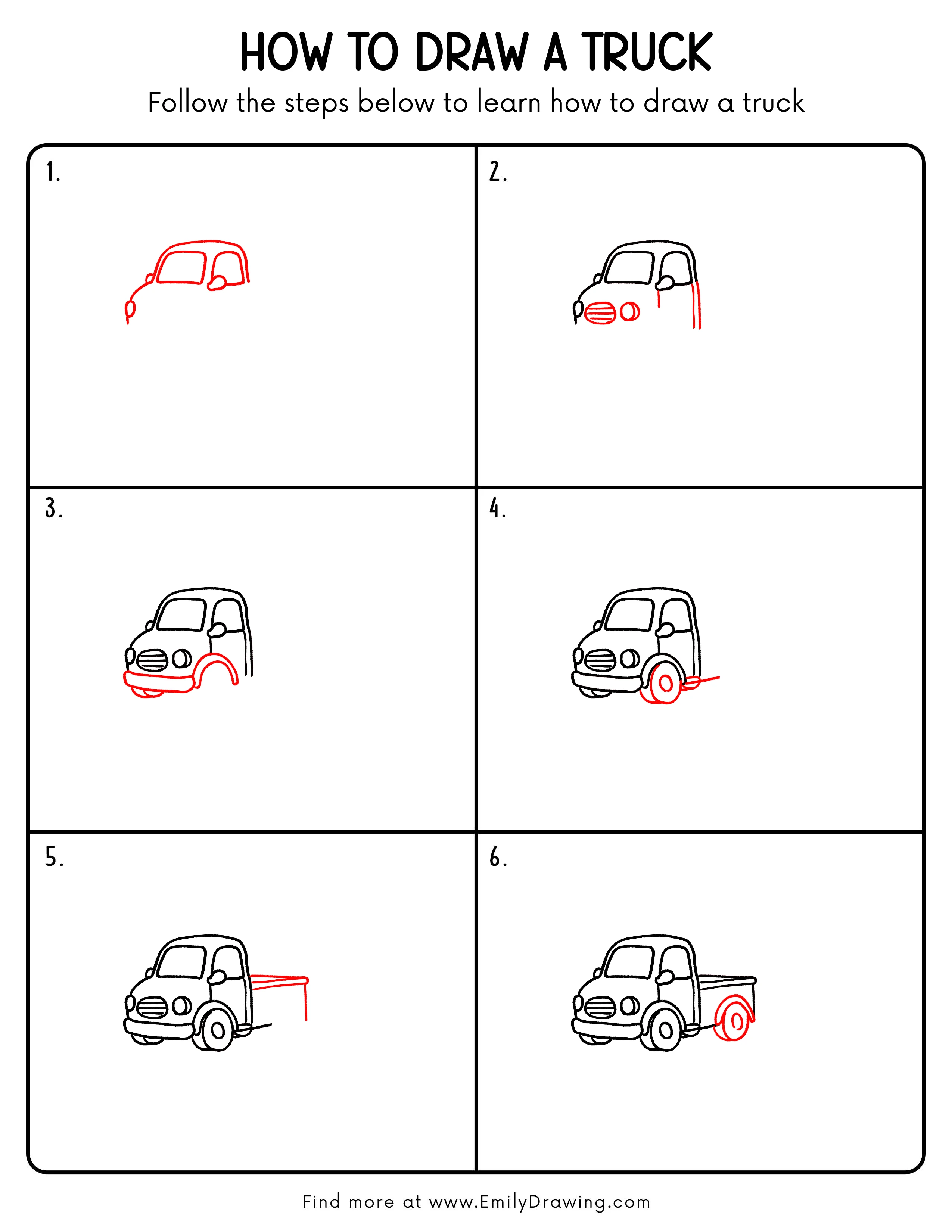 Printable Truck Drawing Guide