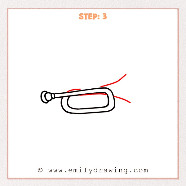 how to draw a trumpet - Step 3