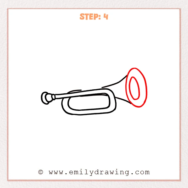 how to draw a trumpet - Step 4