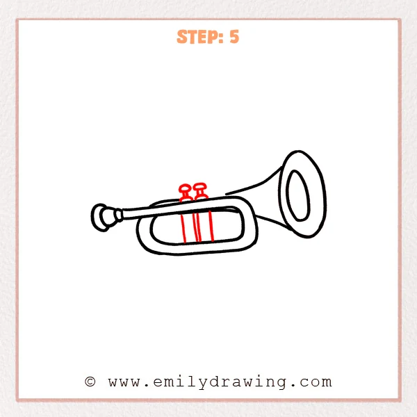 how to draw a trumpet - Step 5