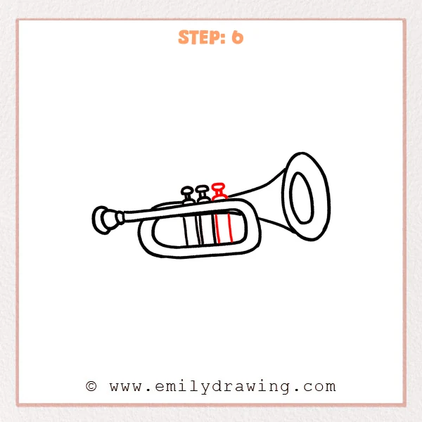 how to draw a trumpet - Step 6