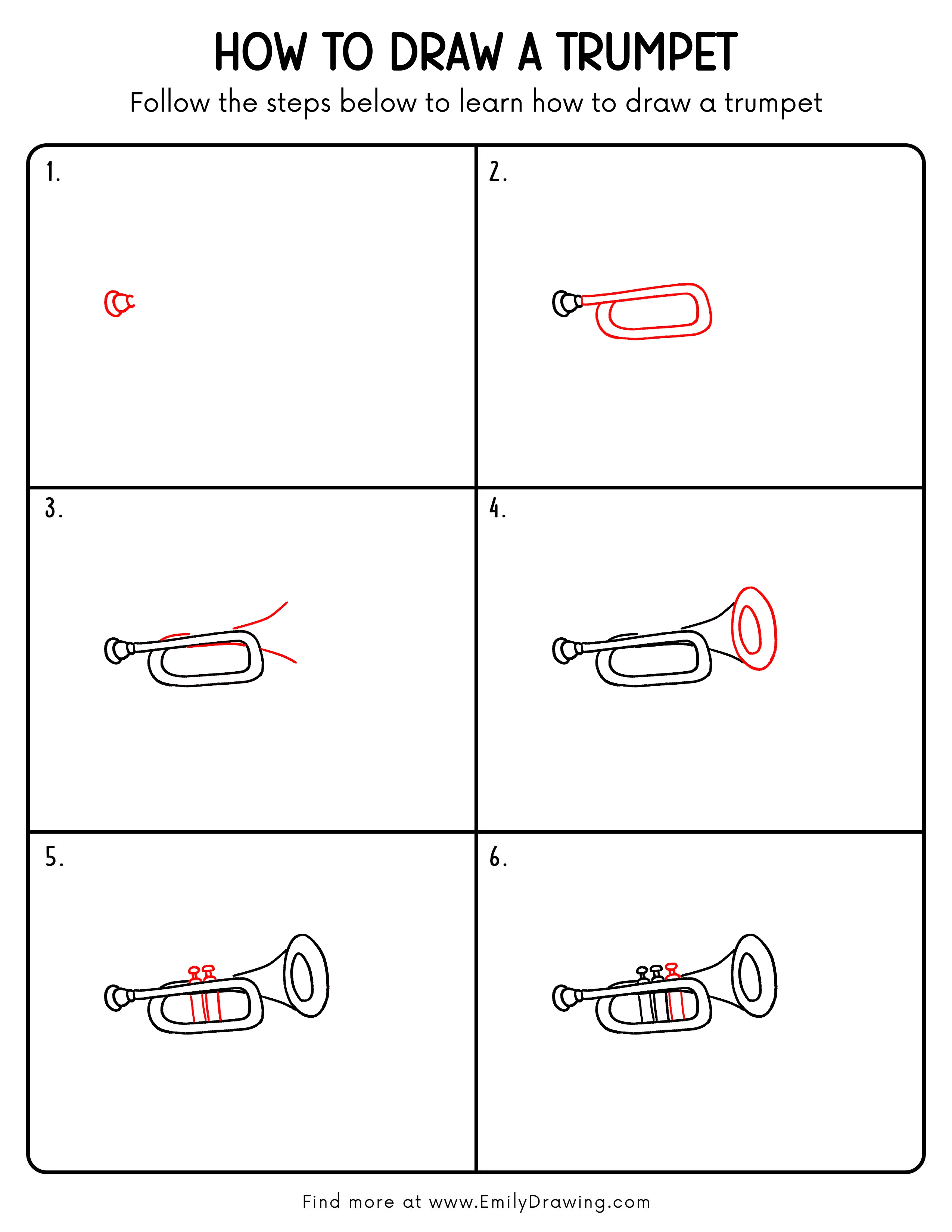 Printable Trumpet Drawing Guide