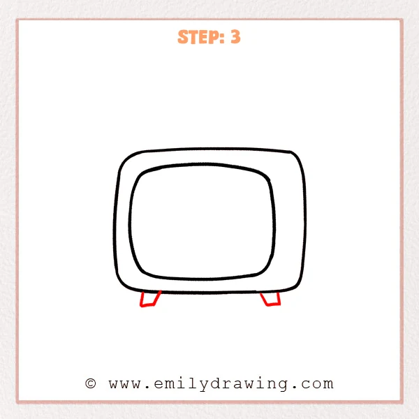 how to draw a tv - Step 3