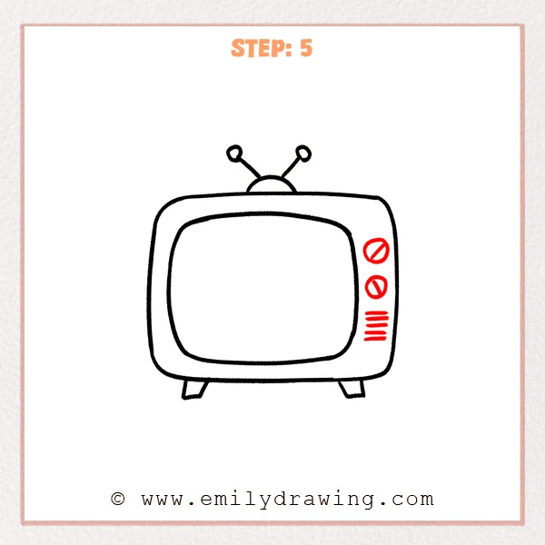 how to draw a tv - Step 5