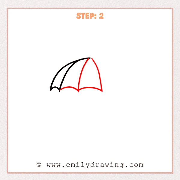 how to draw an umbrella - Step 2