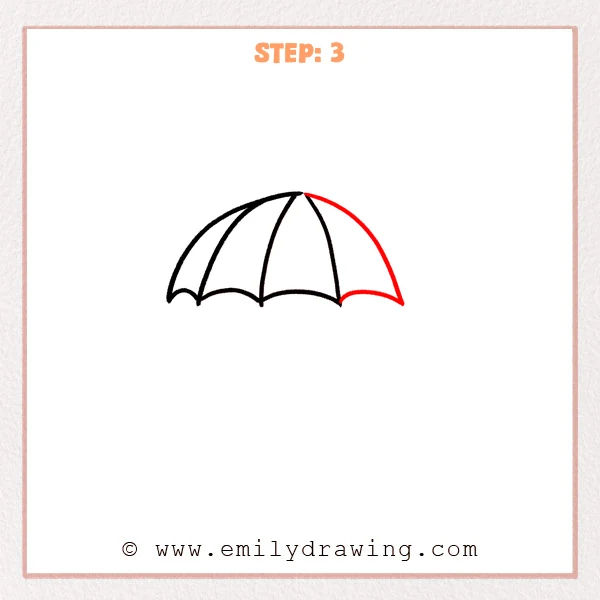 how to draw an umbrella - Step 3