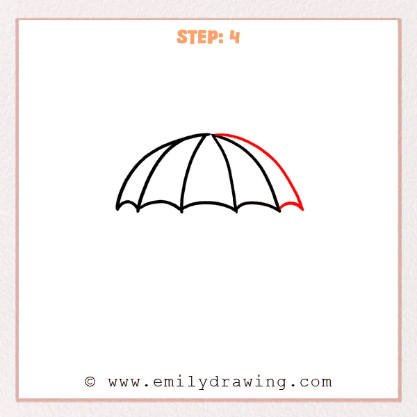 how to draw an umbrella - Step 4