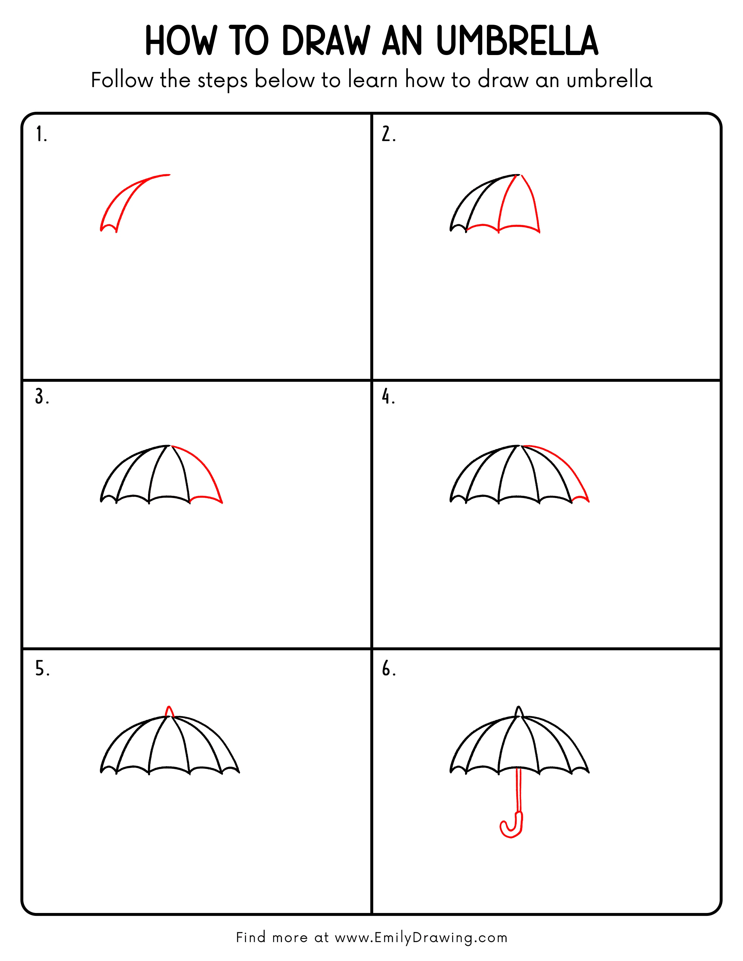 Printable Umbrella Drawing Guide