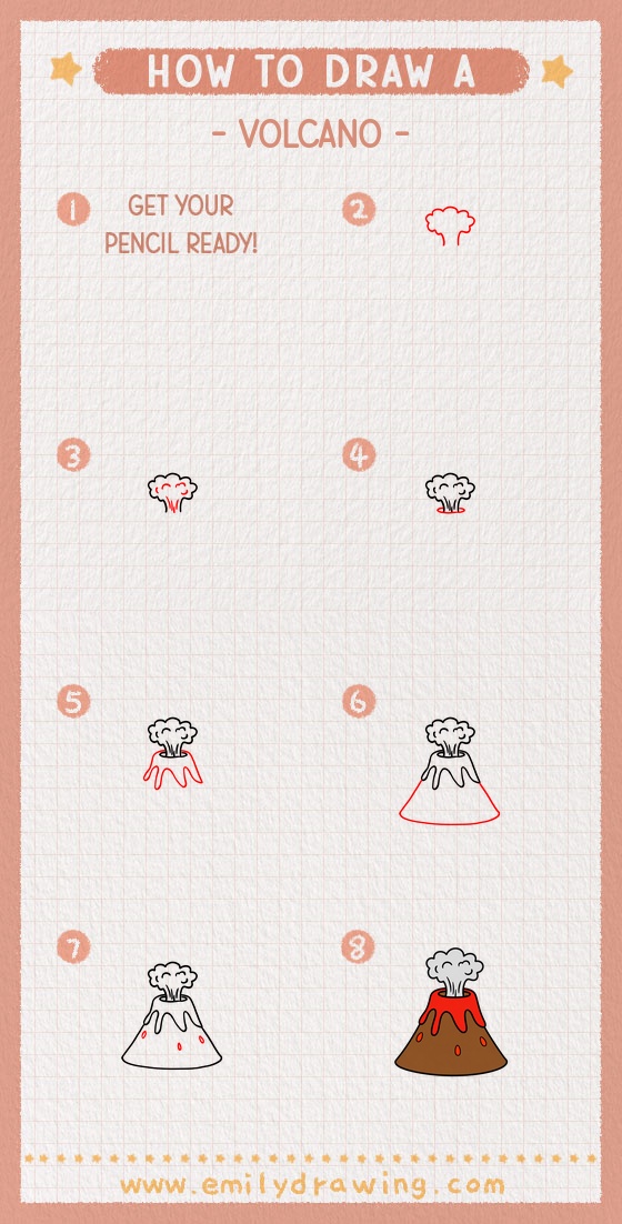 how to draw a volcano pinterest pin