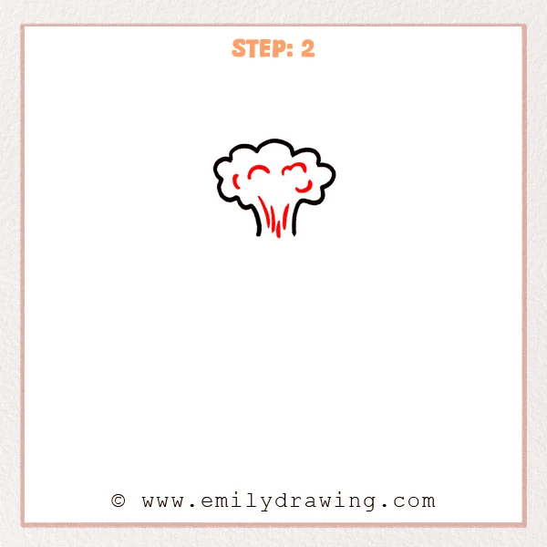 how to draw a volcano - Step 2