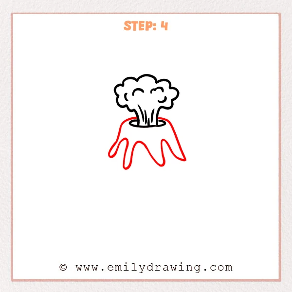 how to draw a volcano - Step 4