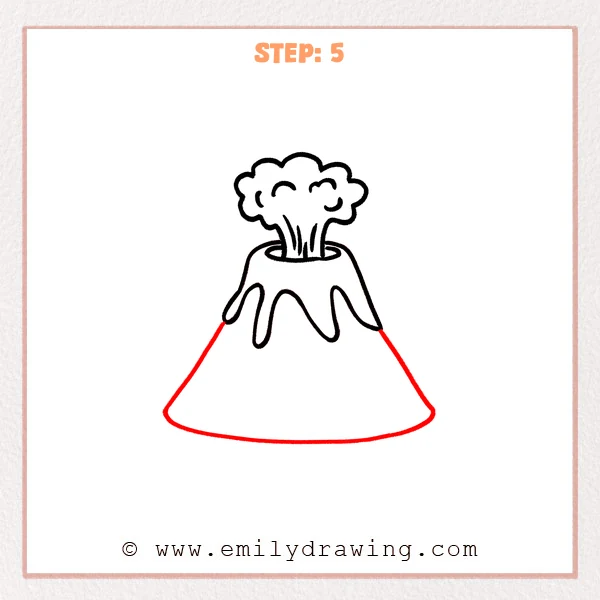 how to draw a volcano - Step 5