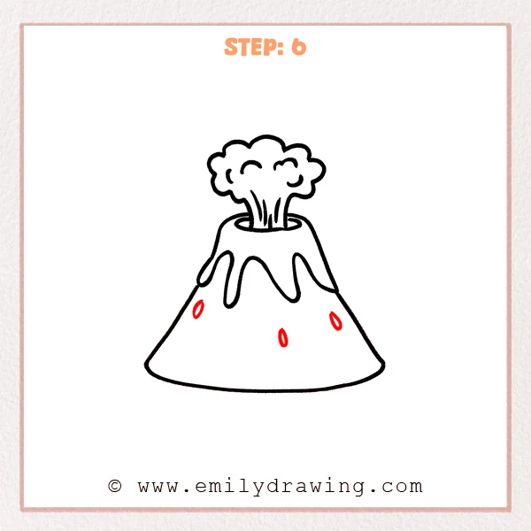 how to draw a volcano - Step 6