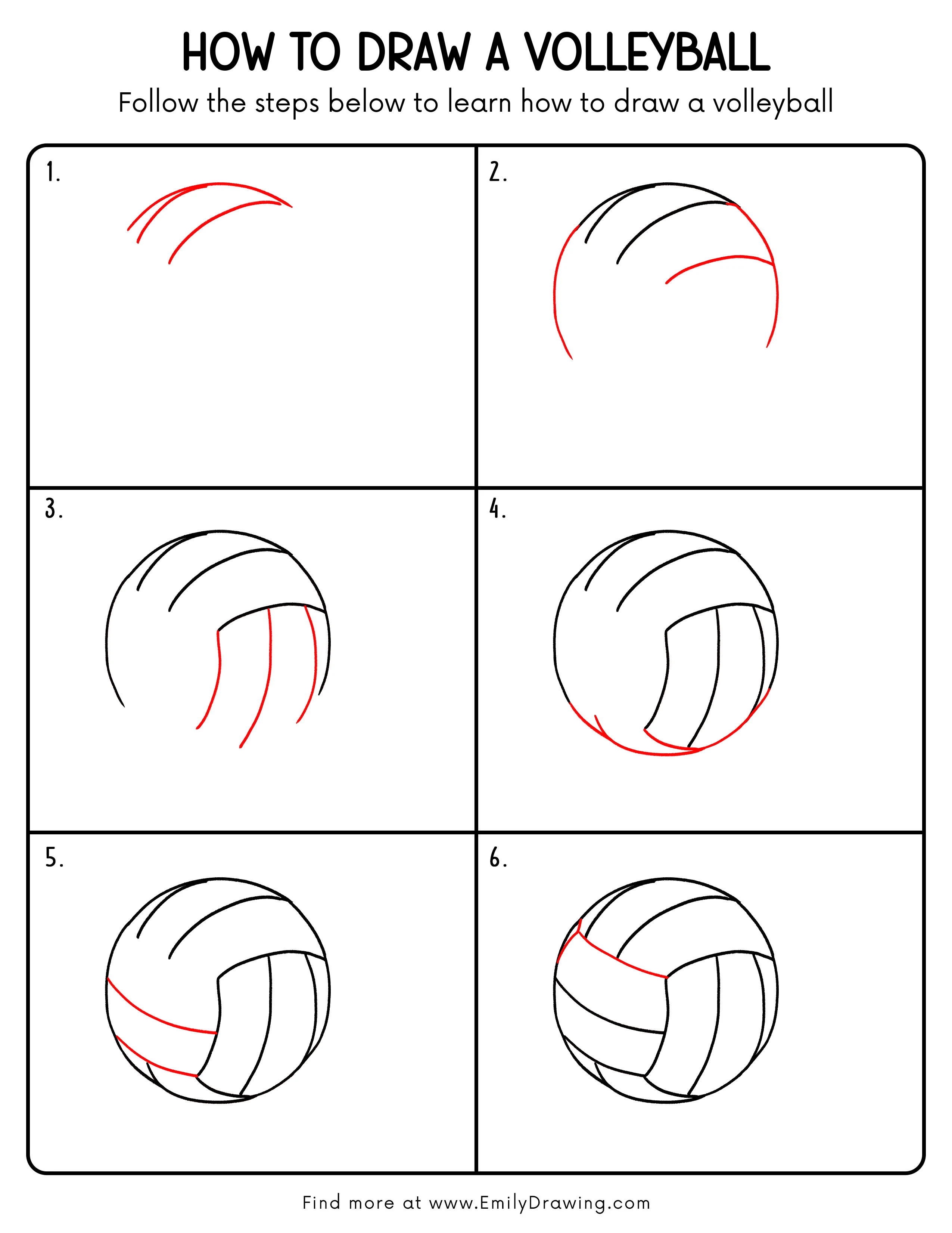 Printable Volleyball Drawing Guide