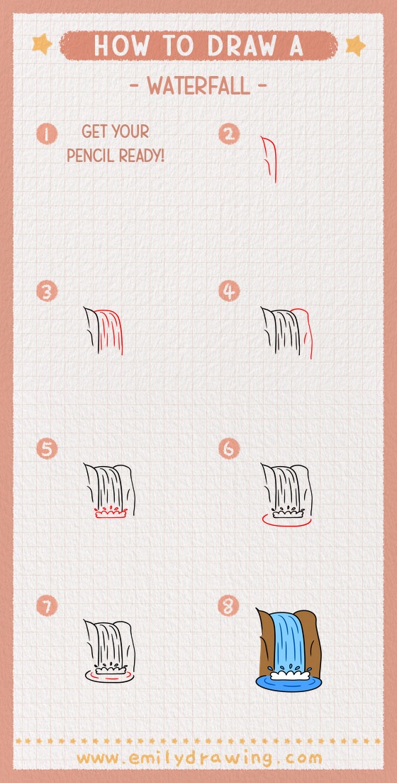 how to draw a waterfall pinterest pin