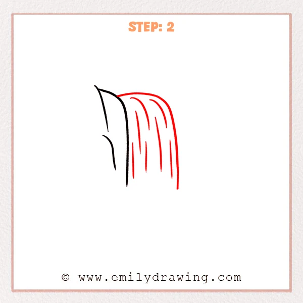 how to draw a waterfall - Step 2