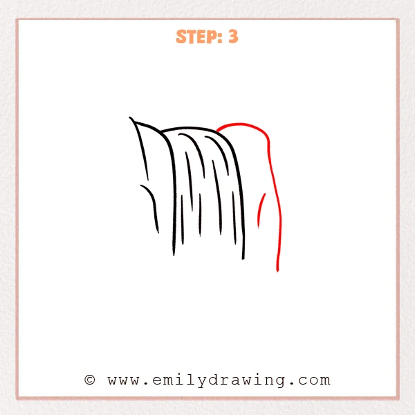 how to draw a waterfall - Step 3