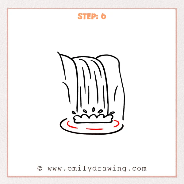 how to draw a waterfall - Step 6