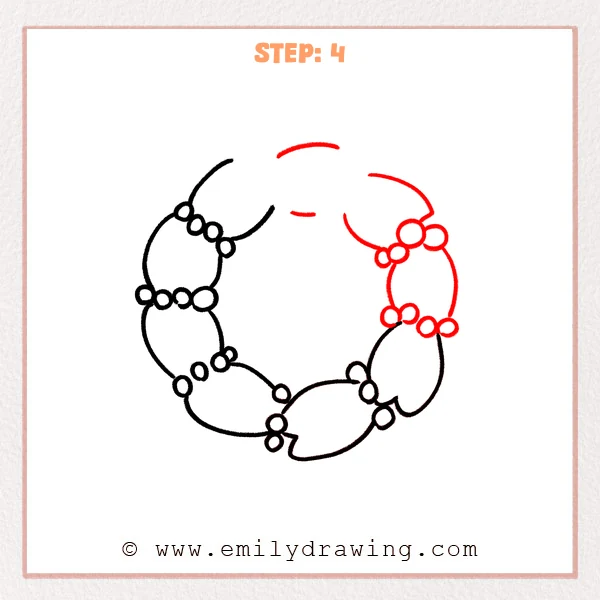 how to draw a wreath - Step 4