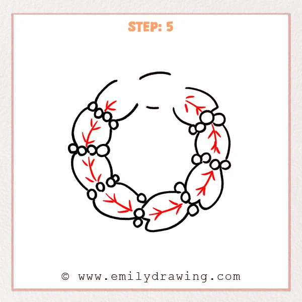 how to draw a wreath - Step 5