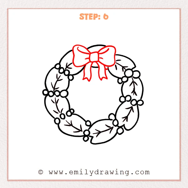 how to draw a wreath - Step 6