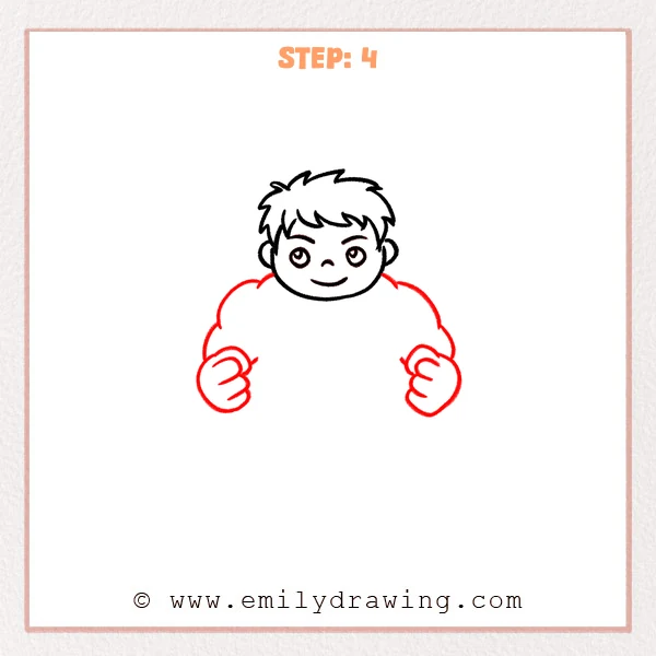 how to draw a hulk - Step 4