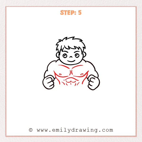 how to draw a hulk - Step 5
