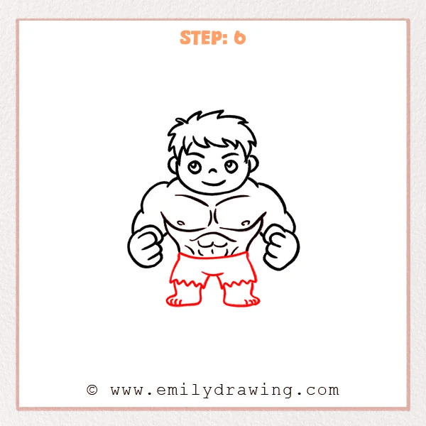 how to draw a hulk - Step 6