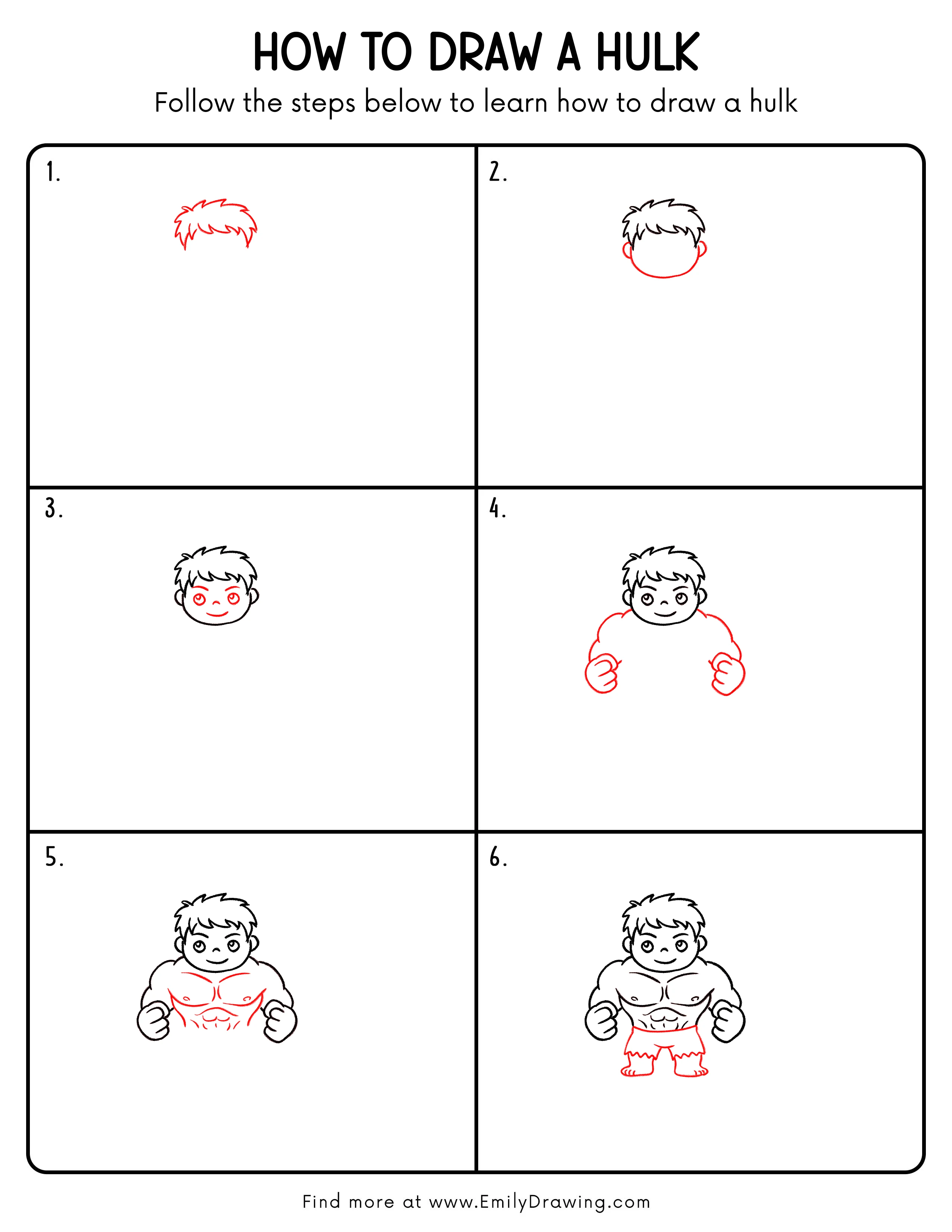 Printable Hulk Drawing Guide