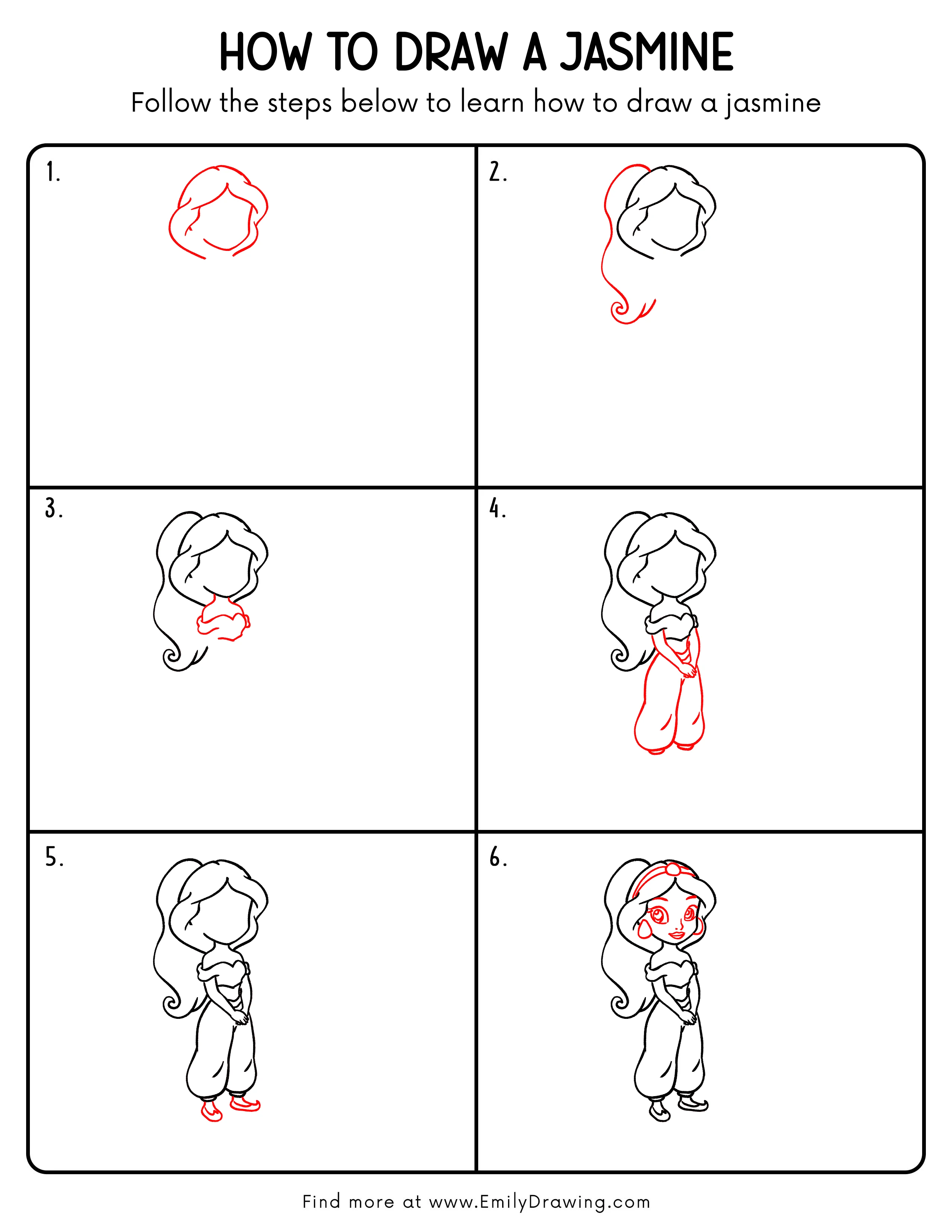 Printable Jasmine Drawing Guide