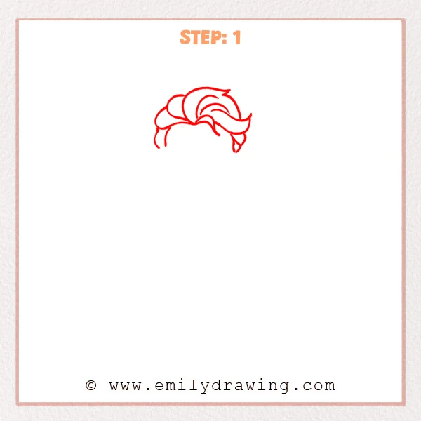 how to draw an elsa - Early stage of an Elsa drawing showing the outline of her swept bangs, side hair sections, and the start of a braid.