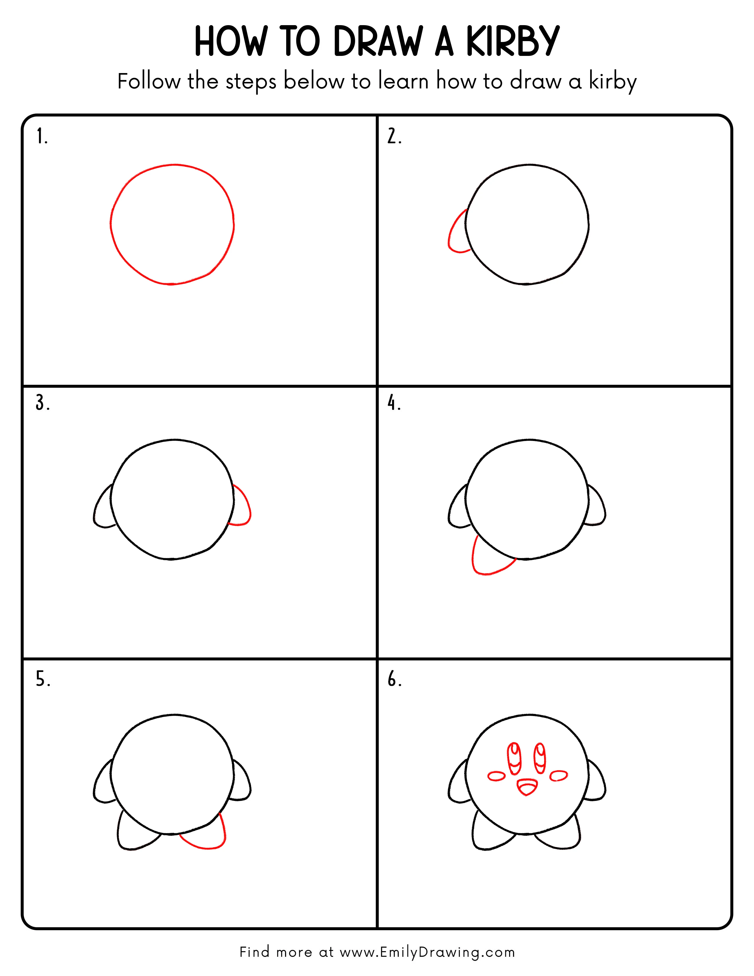 Printable Kirby Drawing Guide