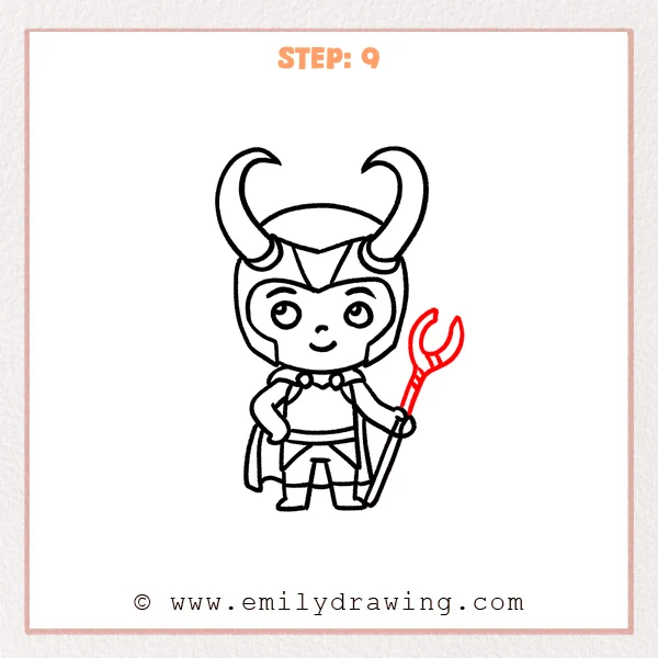 how to draw a loki - Step 9