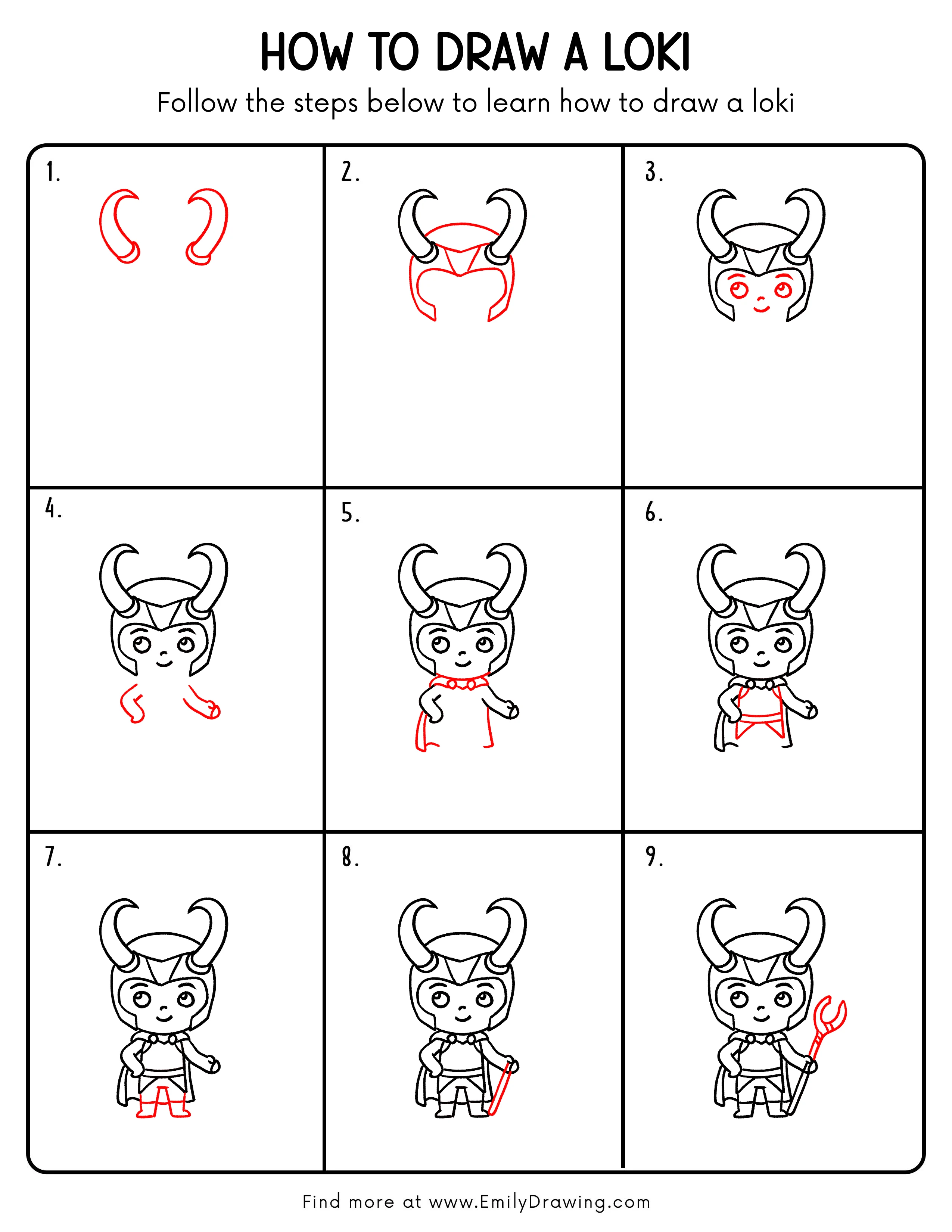 Printable Loki Drawing Guide