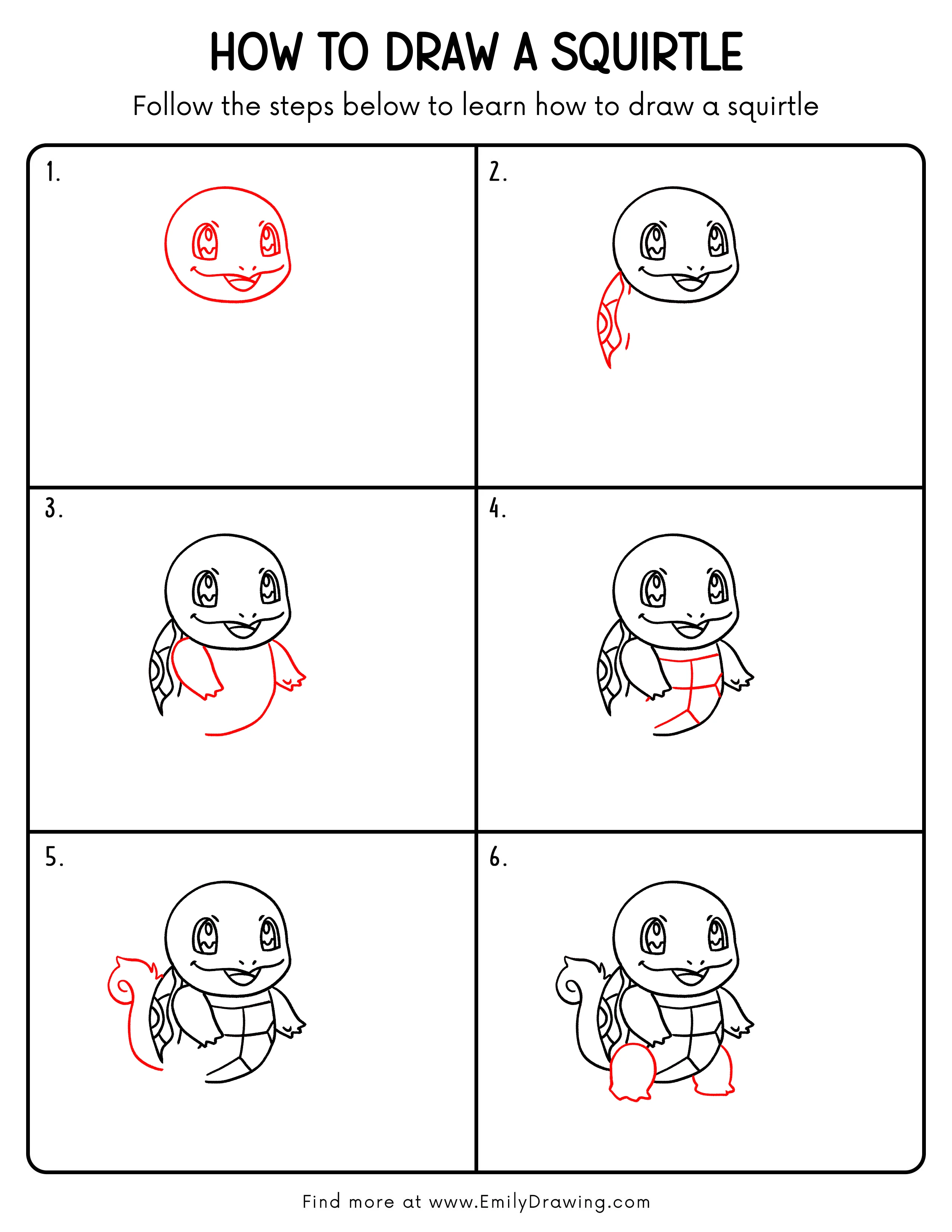 Printable Squirtle Drawing Guide