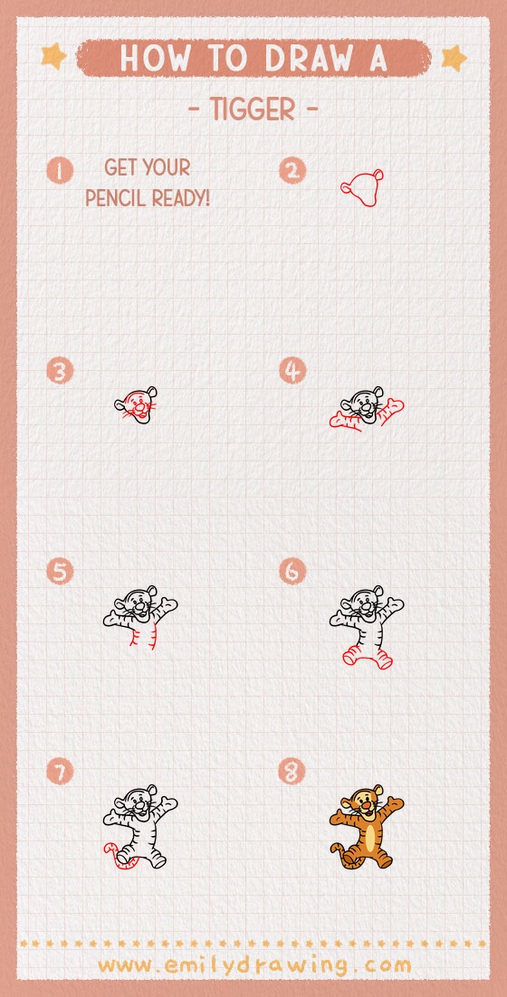 how to draw a tigger pinterest pin
