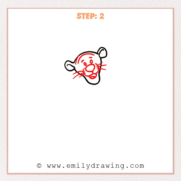 how to draw a tigger - Step 2