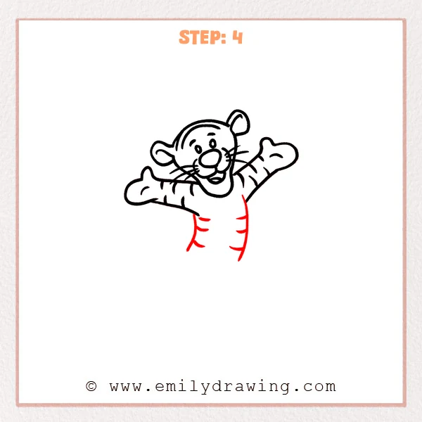 how to draw a tigger - Step 4