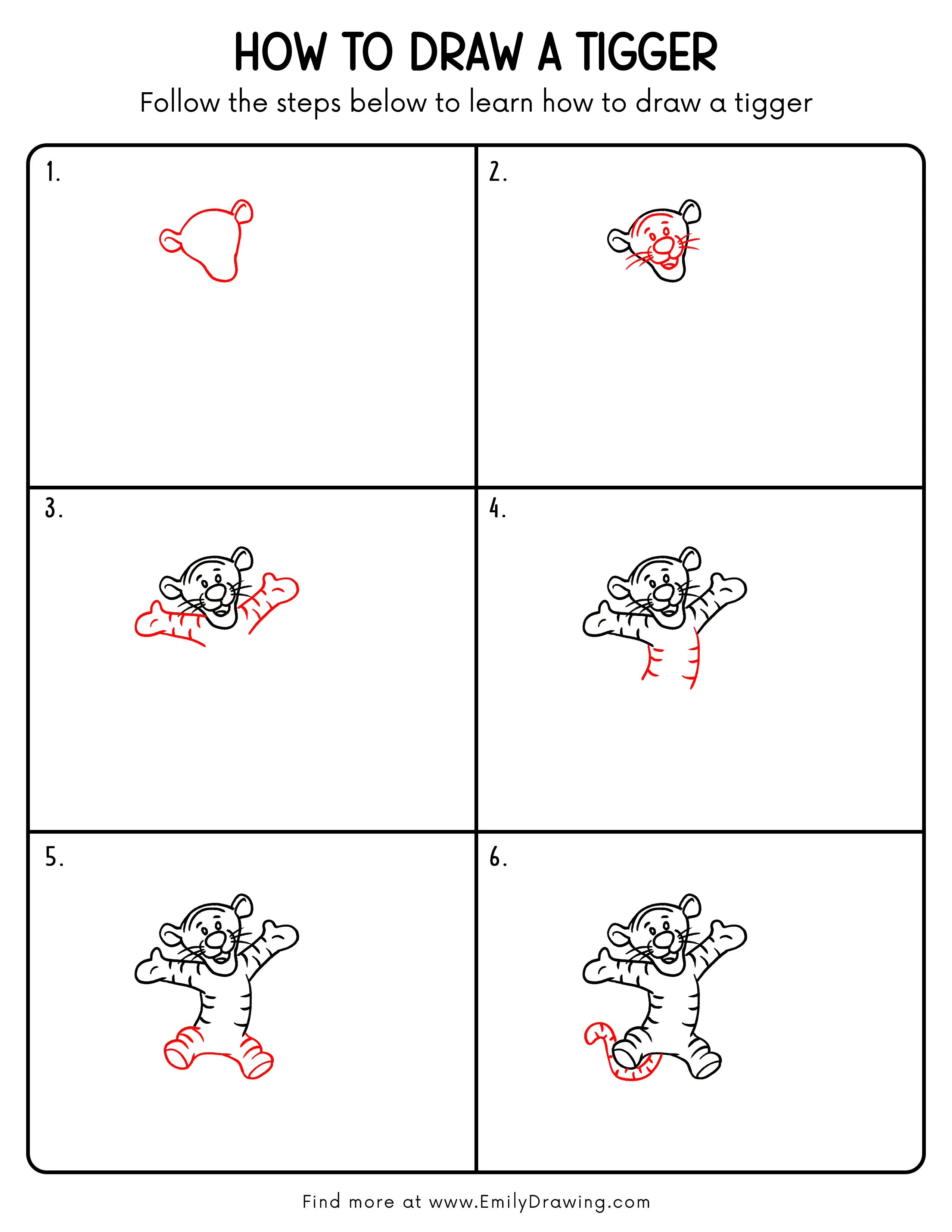 Printable Tigger Drawing Guide