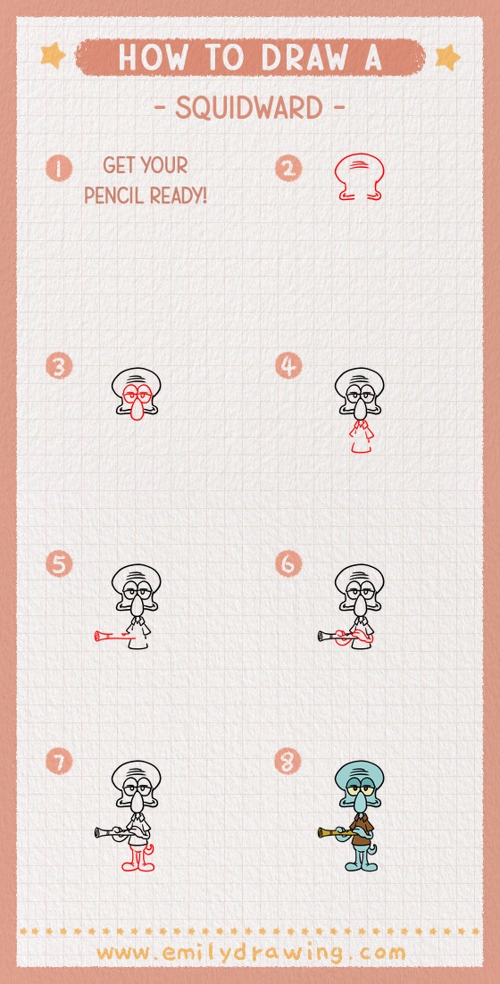 how to draw a squidward pinterest pin