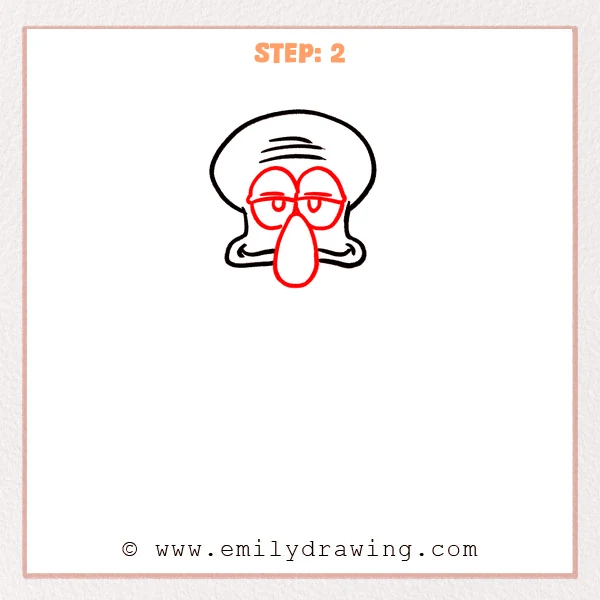 how to draw a squidward - Step 2